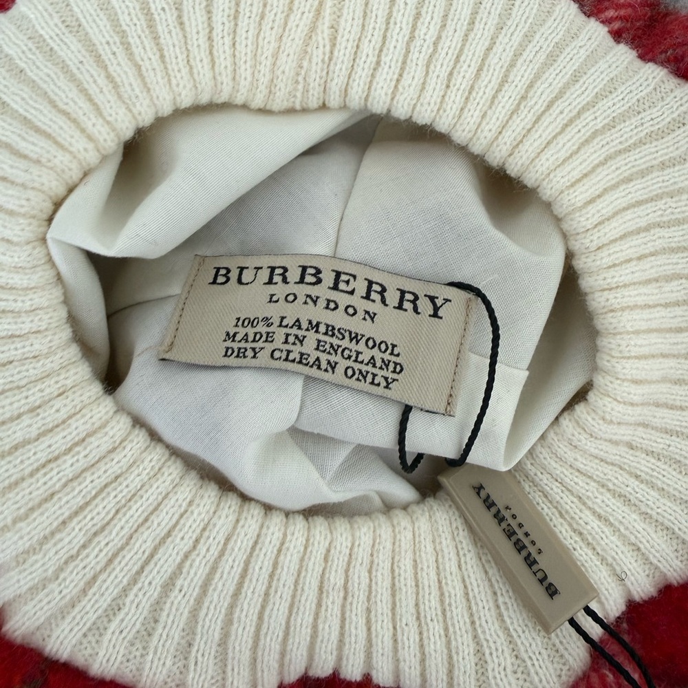 Burberry Kids Plaid Beret in Red and Green - Picture 4 of 5